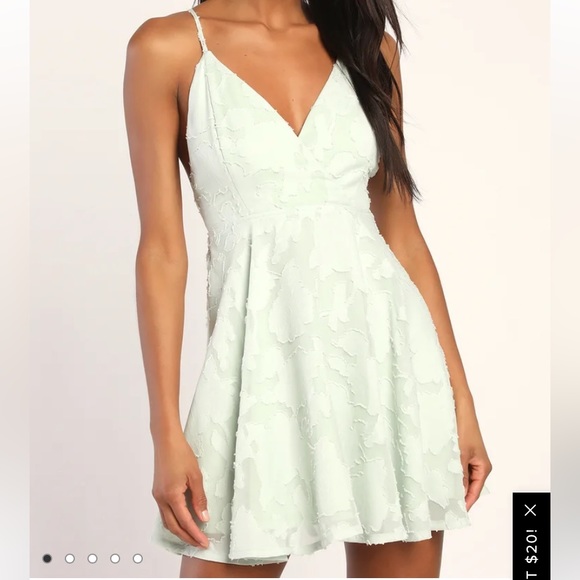NWT Lulus Day of Beauty Mint Green Burnout Floral Skater Dress - Picture 1 of 6